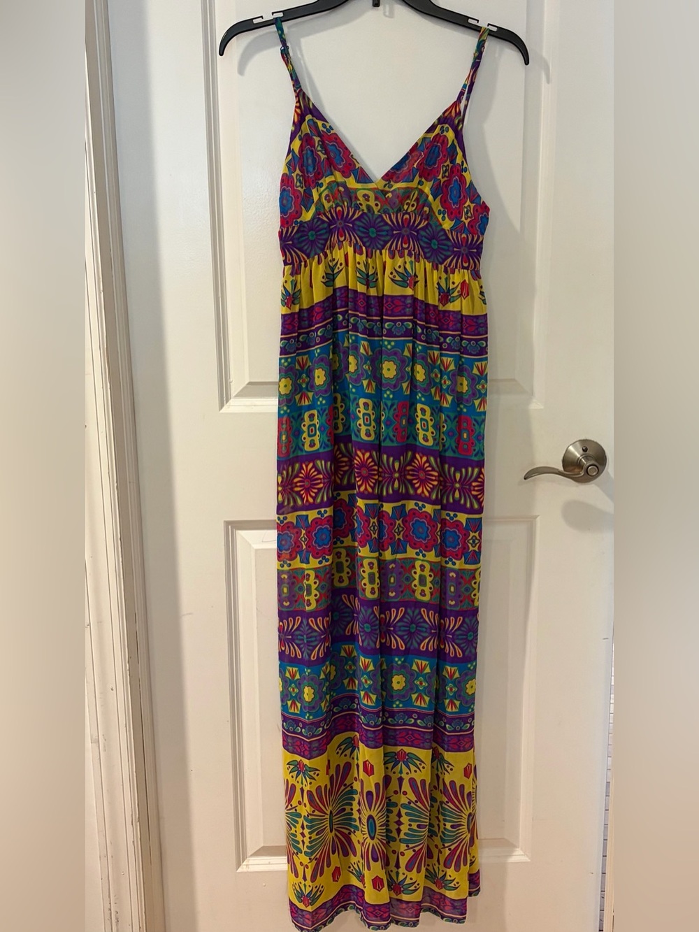 Forever 21 Multicolor Floral Print Maxi Dress - Purple, Yellow, Teal, Pink